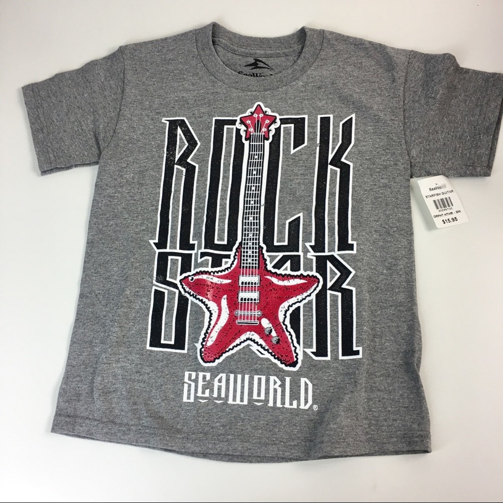 SEA WORLD ROCK ⭐️ STAR Tshirt small guitar 1643